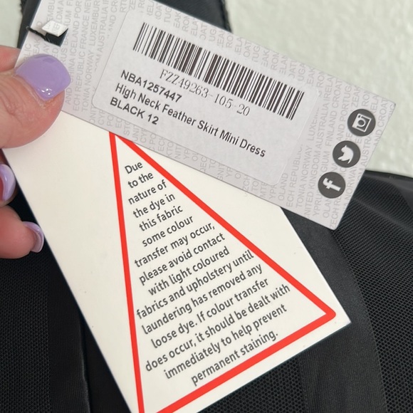 NWT BOOHOO Highneck Feather Skirt Mini Dress - Picture 11 of 12